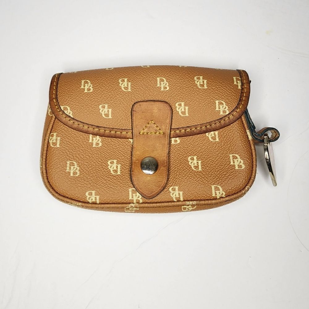 DOONEY & BOURKE  Signature Wristlet in light brown coated canvas